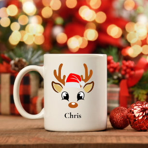 Taza De Café Mug de Navidades de renos de Santa Hat personaliza