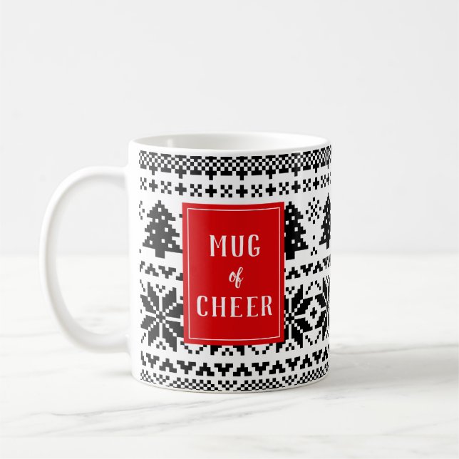 Taza De Café Mug de Navidades de suéter de piel roja y negra vi (Izquierda)