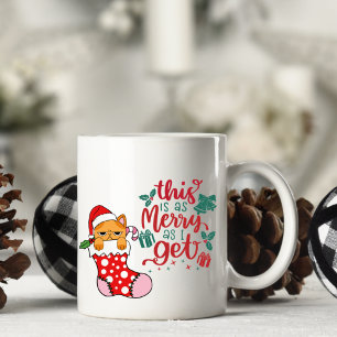 Taza De Café Mug de Navidades gatos graciosos y personalizados