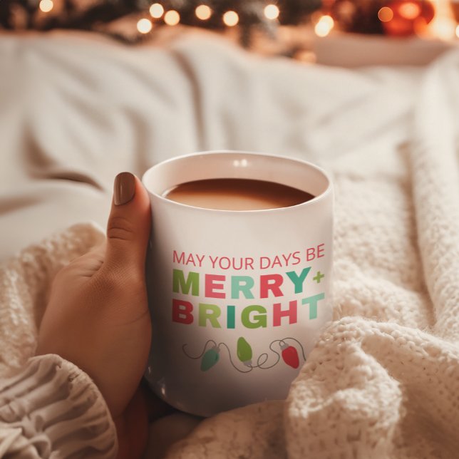 Taza De Café Mug de Navidades modernos brillantes y merry (Merry and Bright Christmas Mug)