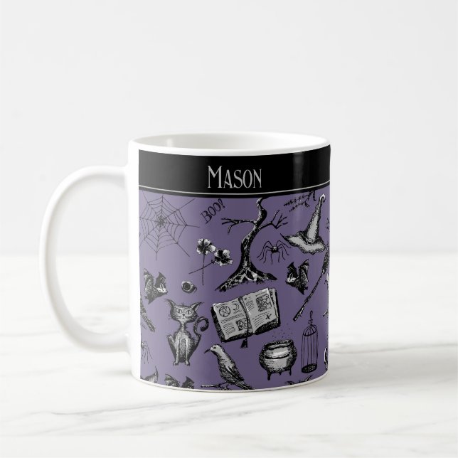 Taza De Café Mug de niños morados de Halloween (Izquierda)
