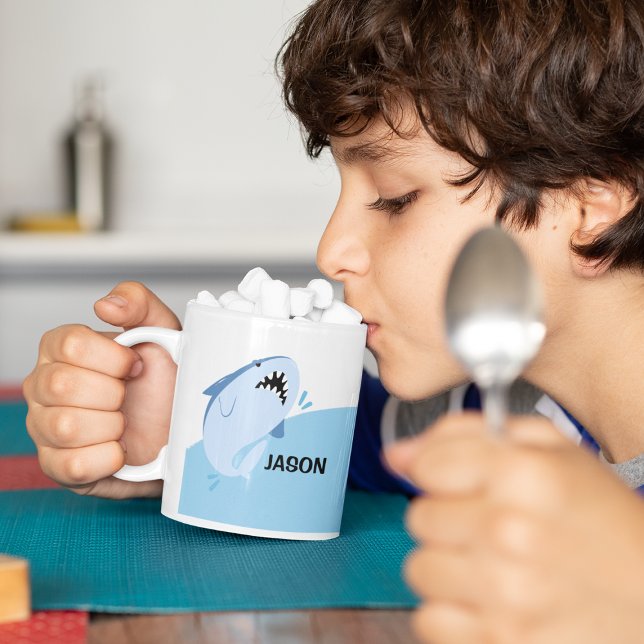 Taza De Café Mug de nombre de niño personalizado de tiburón (Shark Personalized Boy Name Mug
)
