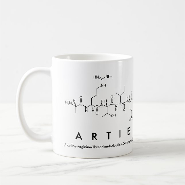 Taza De Café Mug de nombre de péptido de artista (Izquierda)