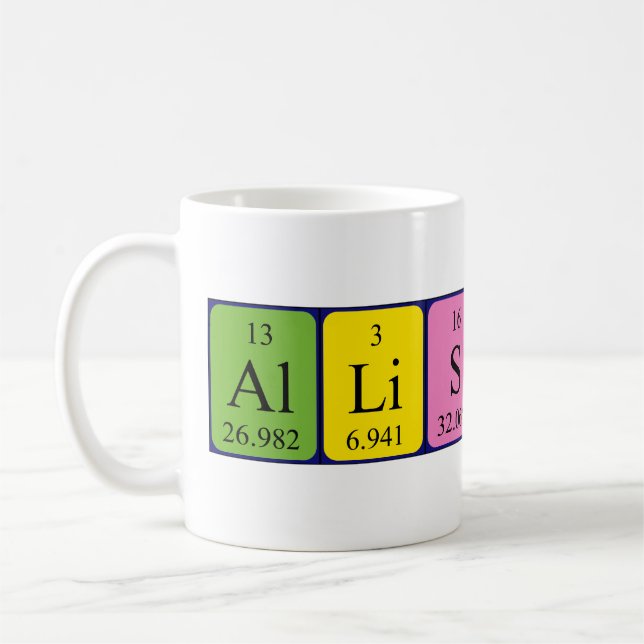 Taza De Café Mug de nombre de tabla periódica de Allisson (Izquierda)