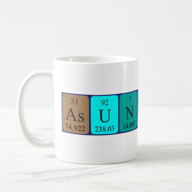 Taza De Café Mug de nombre de tabla periódica de asunción (Izquierda)