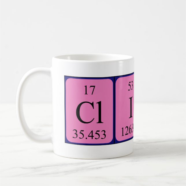 Taza De Café Mug de nombre de tabla periódica de Clint (Izquierda)