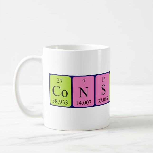 Taza De Café Mug de nombre de tabla periódica de Constantin (Izquierda)