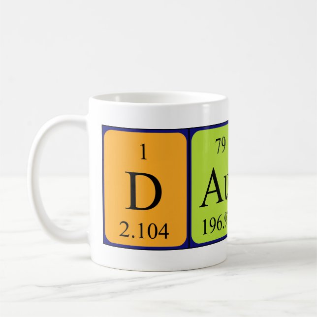 Taza De Café Mug de nombre de tabla periódica de Daunte (Izquierda)