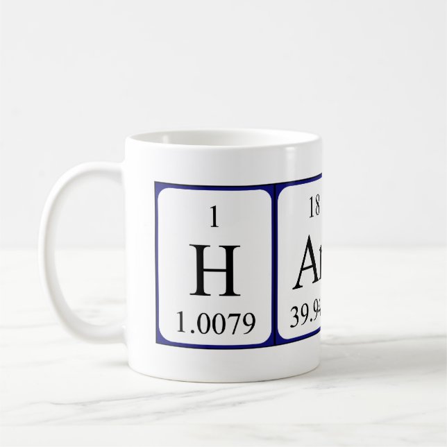 Taza De Café Mug de nombre de tabla periódica de Harlan (Izquierda)