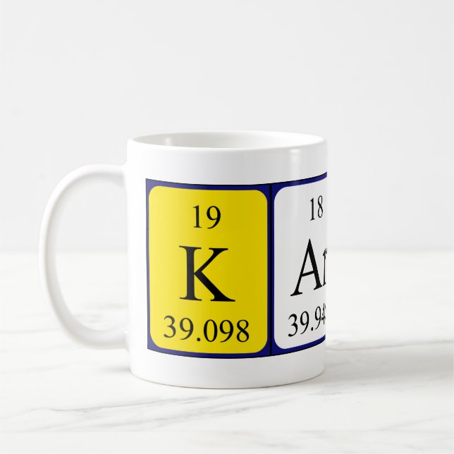 Taza De Café Mug de nombre de tabla periódica de Karsen (Izquierda)