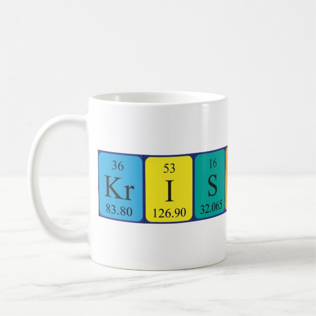 Taza De Café Mug de nombre de tabla periódica de Kristinn (Izquierda)