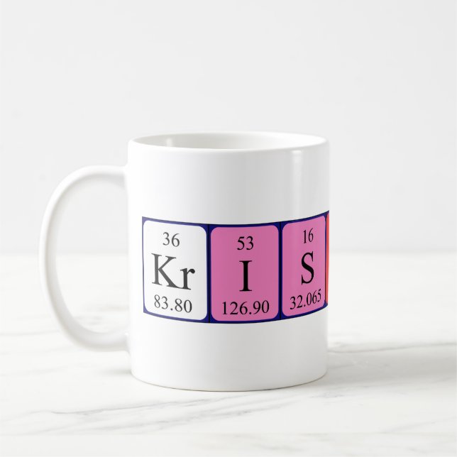 Taza De Café Mug de nombre de tabla periódica de Kristinn (Izquierda)