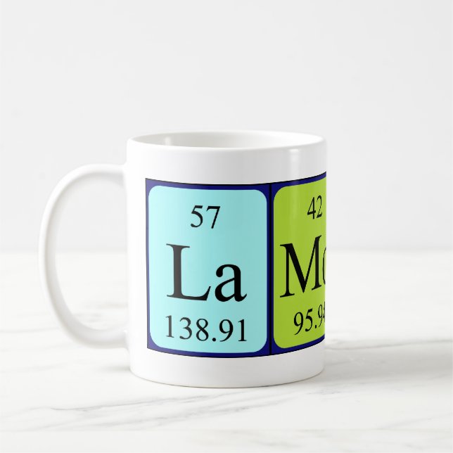 Taza De Café Mug de nombre de tabla periódica de Lamont (Izquierda)