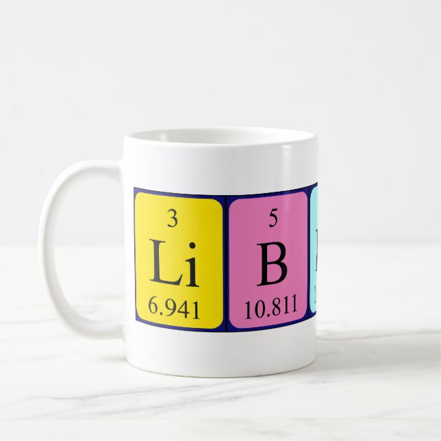 Taza De Café Mug de nombre de tabla periódica de libertad (Izquierda)