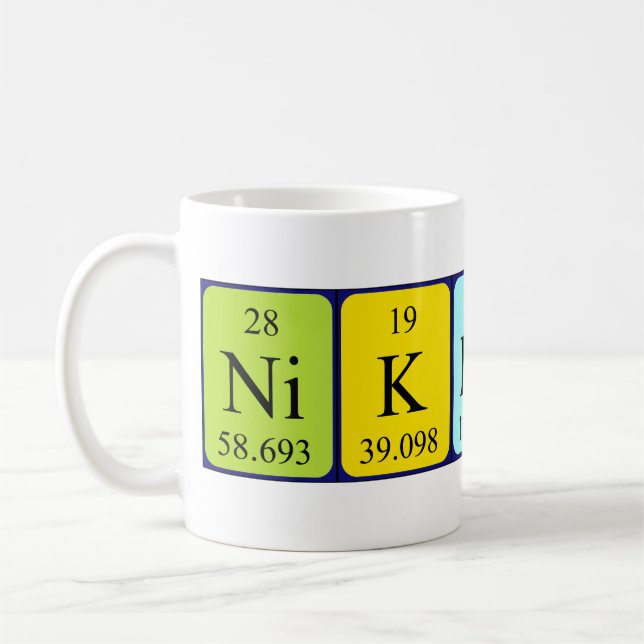 Taza De Café Mug de nombre de tabla periódica de Niklaus (Izquierda)