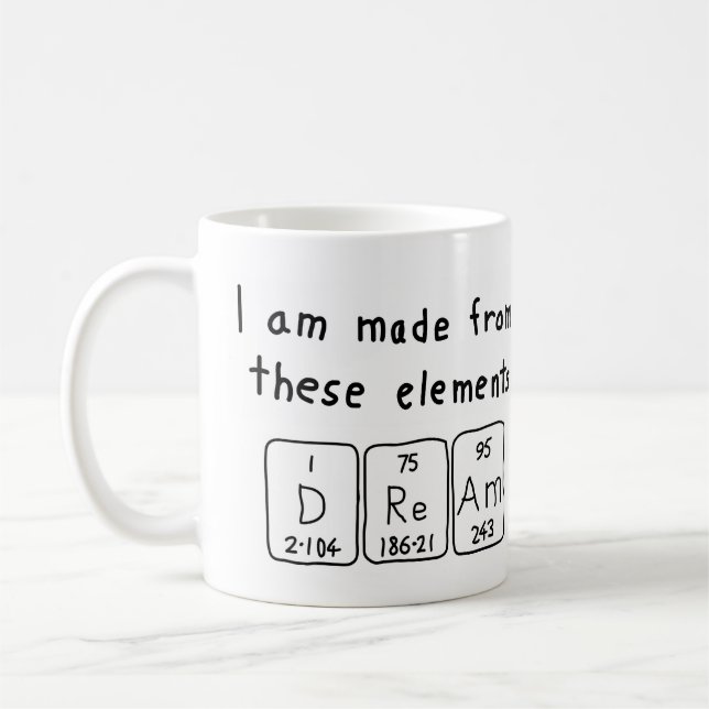 Taza De Café Mug de nombre de tabla periódica de sueño (Izquierda)