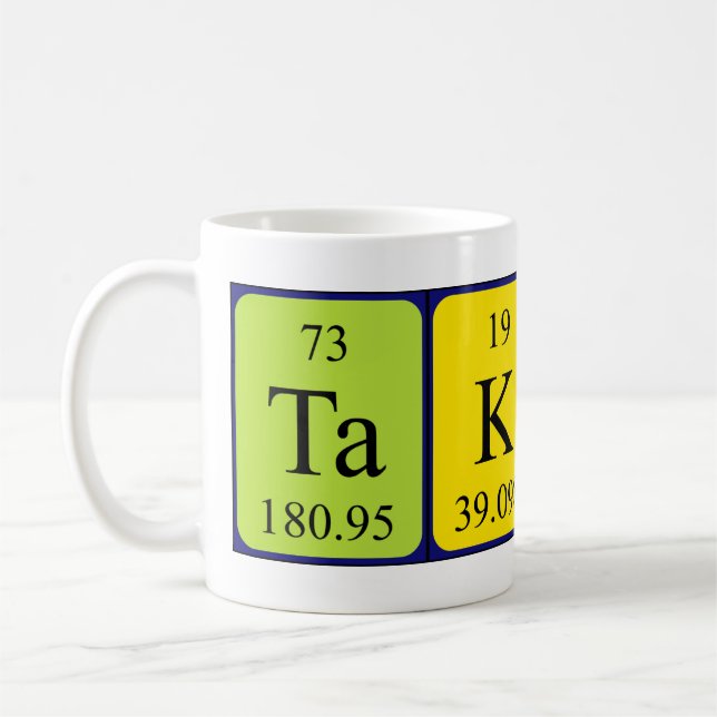 Taza De Café Mug de nombre de tabla periódica de Takeru (Izquierda)