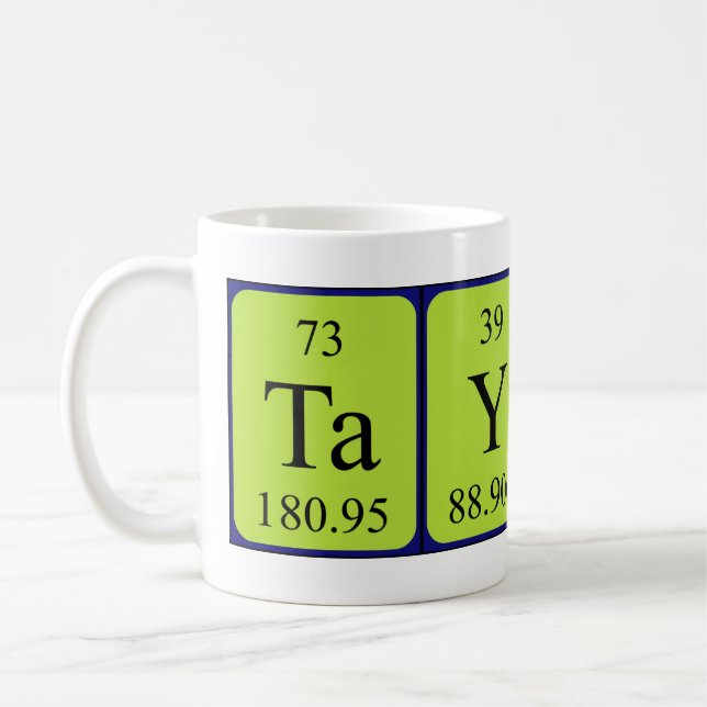 Taza De Café Mug de nombre de tabla periódica de Taylah (Izquierda)