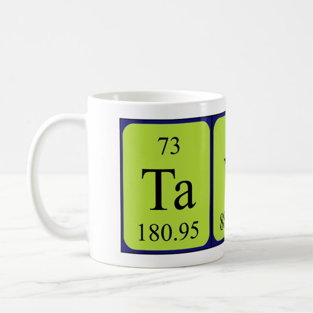 Taza De Café Mug de nombre de tabla periódica de Tayt (Izquierda)