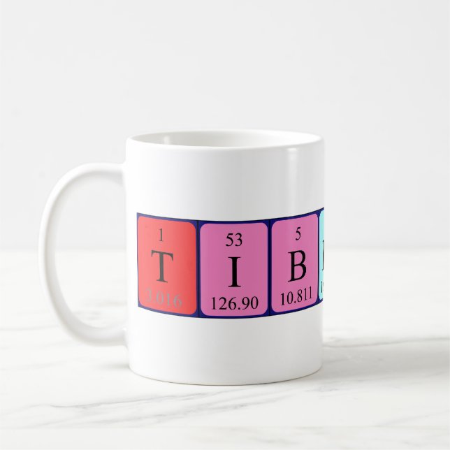 Taza De Café Mug de nombre de tabla periódica de Tiberius (Izquierda)