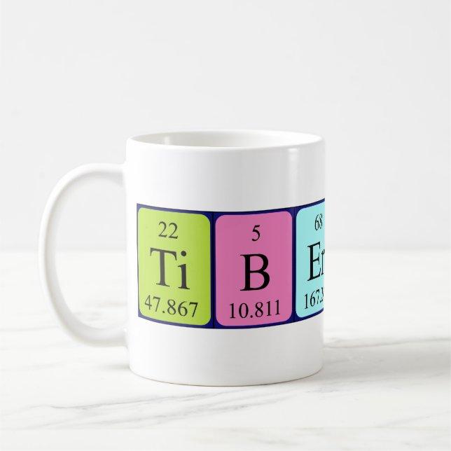 Taza De Café Mug de nombre de tabla periódica de Tiberius (Izquierda)
