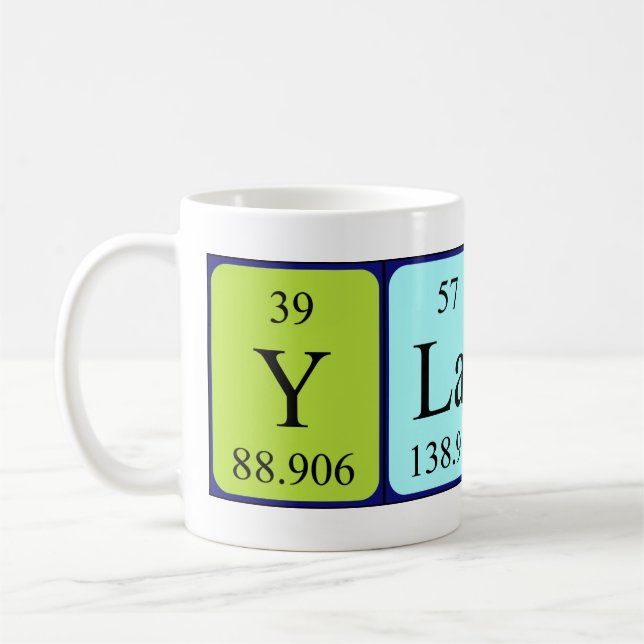 Taza De Café Mug de nombre de tabla periódica de Ylann (Izquierda)