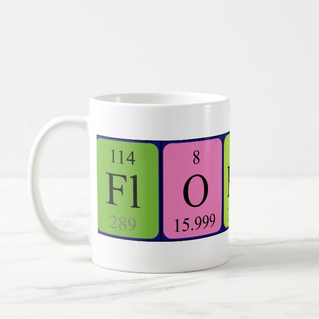 Taza De Café Mug de nombre de tabla periódica floreciente (Izquierda)