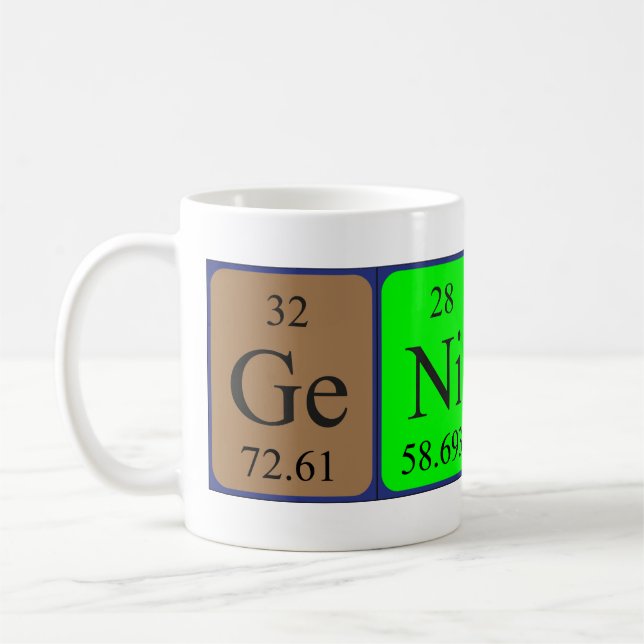 Taza De Café Mug de nombre de tabla periódica Genius (Izquierda)