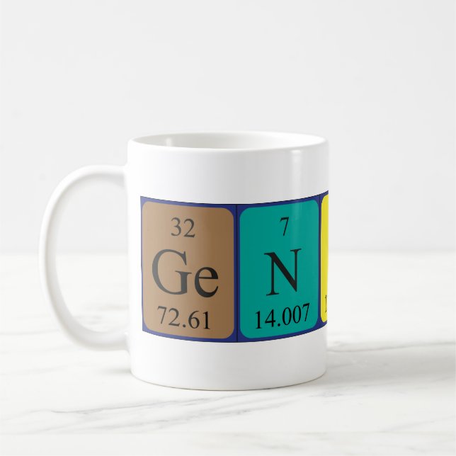Taza De Café Mug de nombre de tabla periódica Genius (Izquierda)