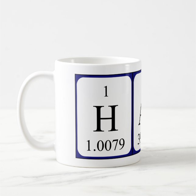 Taza De Café Mug de nombre de tabla periódica Hardy (Izquierda)