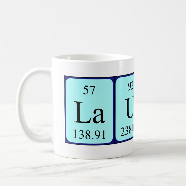 Taza De Café Mug de nombre de tabla periódica Laurena (Izquierda)