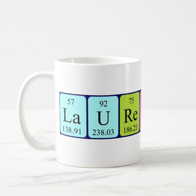 Taza De Café Mug de nombre de tabla periódica Laurentina (Izquierda)