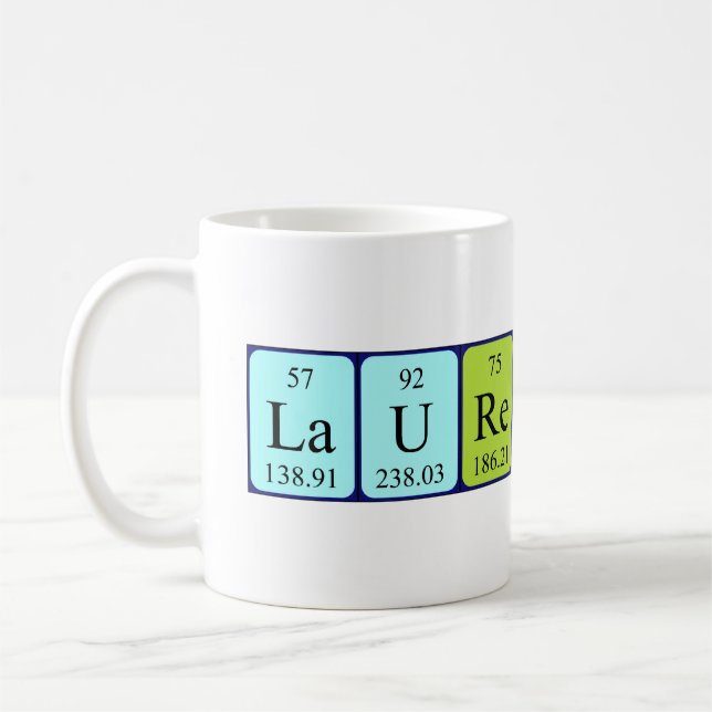 Taza De Café Mug de nombre de tabla periódica Laurentios (Izquierda)