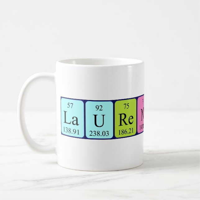 Taza De Café Mug de nombre de tabla periódica Laurentius (Izquierda)