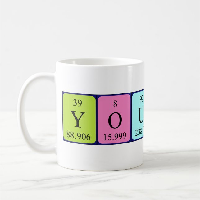 Taza De Café Mug de nombre de tabla periódica más joven (Izquierda)