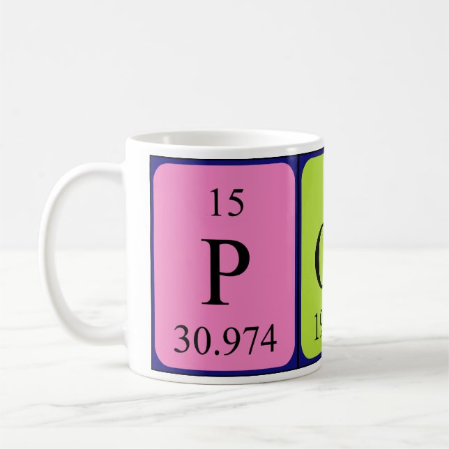 Taza De Café Mug de nombre de tabla periódica pospuesto (Izquierda)
