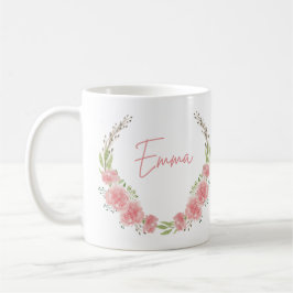 Taza De Café Mug de nombre floral personalizado
