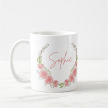Mug de nombre floral personalizado