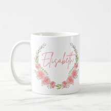 Mug de nombre floral personalizado