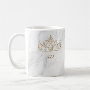 Taza De Café Mug de nombre personalizado de mármol blanco