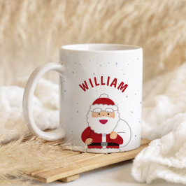 Taza De Café Mug de nombre personalizado Santa