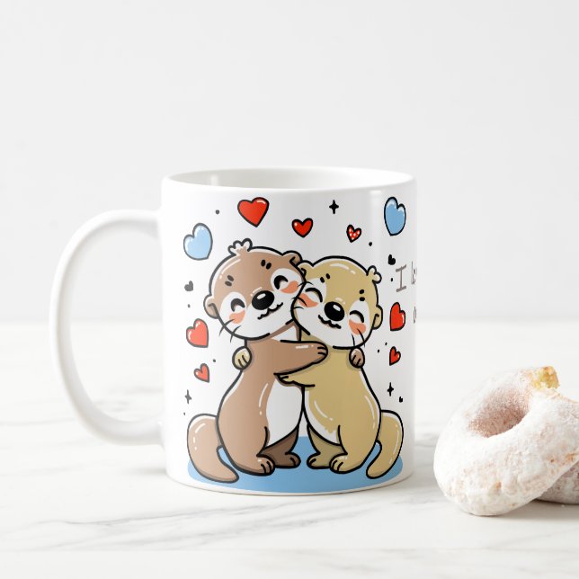Taza De Café Mug de nutrias románticas (Con donut)