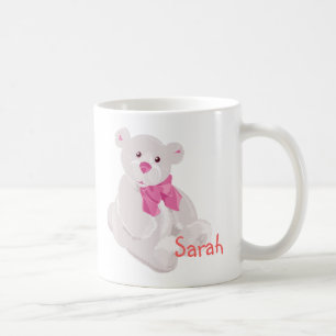 Taza De Café Mug de oso blanco y rosa