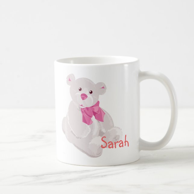 Taza De Café Mug de oso blanco y rosa (Derecha)
