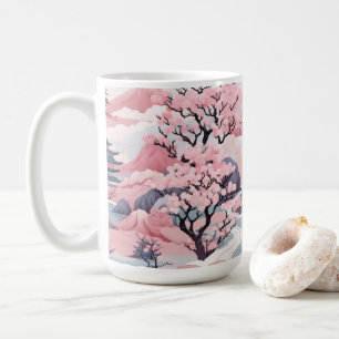 Taza De Café Mug de paisajes rosa y gris japonés