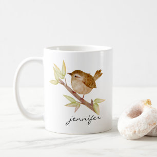 Taza De Café Mug de pájaro Wren personalizado