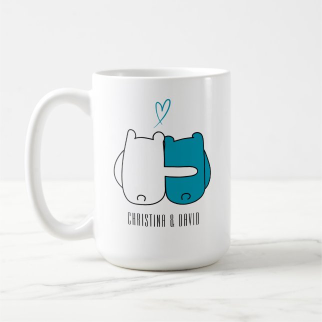 Taza De Café Mug. de pareja de oso personalizado (Izquierda)