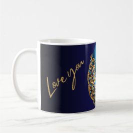 Taza De Café Mug de Pascua verde azulada con amor y diseño de d