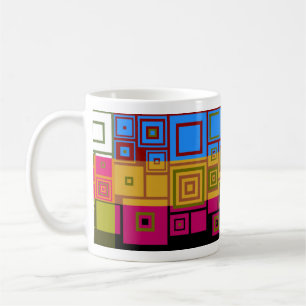 Taza De Café Mug de patrón de arte retro colorido