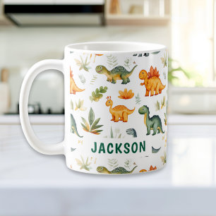 Taza De Café Mug de patrón de dinosaurio lindo personalizado pe